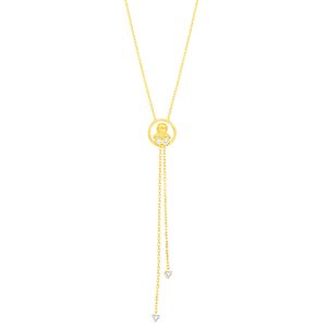Gargantilha em Ouro 18K Gravata Filho com Diamantes - AU4955