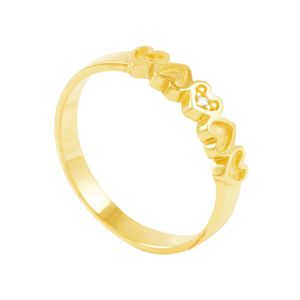 Anel em Ouro 18K Corações e Diamante - AU4998