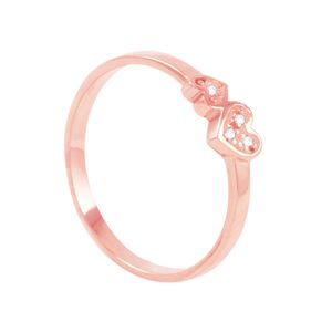 Anel em Ouro Rosê 18K Corações com Diamantes - AU5002