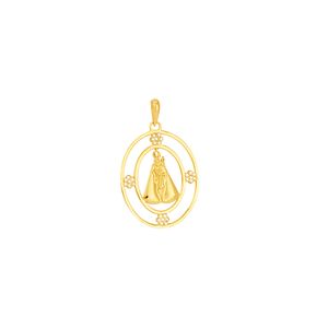 Pingente em Ouro 18K Nossa Senhora com Diamantes - AU5037