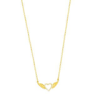 Gargantilha em Ouro 18K Coração com Asas - AU5121