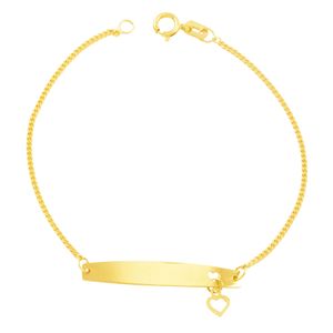 Pulseira Infantil em Ouro 18K Placa e Coração - AU5246
