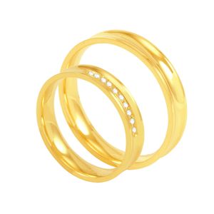 Par de Alianças em Ouro 18K Côncava com Diamantes 4MM - AU5306