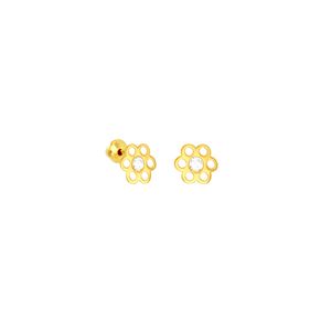 Brinco Infantil em Ouro 18K Flor com Zircônia - AU5323
