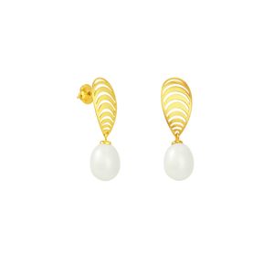 Brinco em Ouro 18K Base Vazada e Pérola - AU5352