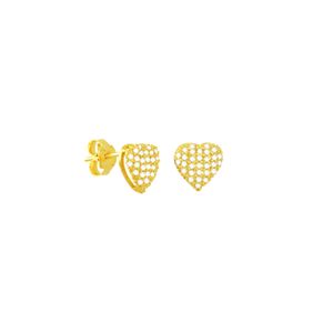 Brinco em Ouro 18K Coração com Zircônias - AU5360