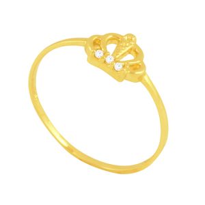 Anel Infantil em Ouro 18K Coroa com Zircônias - AU5444