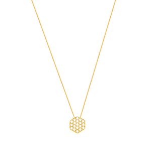 Gargantilha em Ouro 18K Sextavado com Zircônias - AU5492