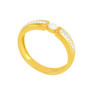 Anel Solitário em Ouro 18K com Diamantes - AU5581