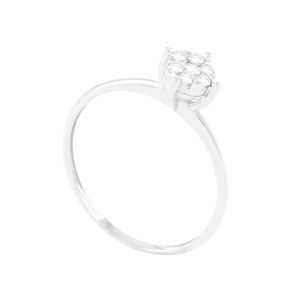 Anel Solitário em Ouro Branco 18K com Diamantes - AU5589