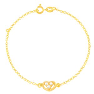 Pulseira em Ouro 18K Coração com Zircõnias  - AU5598