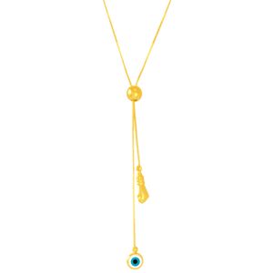 Gargantilha em Ouro 18K Gravata Olho Grego e Figa - AU5600