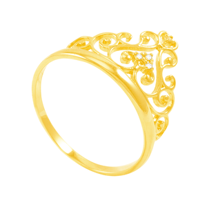 Anel em Ouro 18K Coroa com Diamantes - AU4986