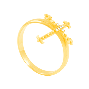 Anel em Ouro 18K Cruz com Diamantes - AU4932