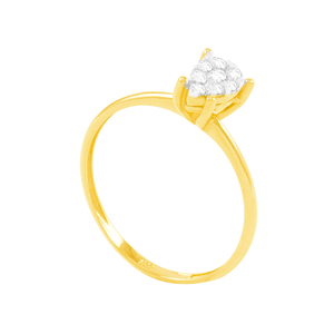 Anel Solitário em Ouro 18K Gota com Diamantes - AU4873
