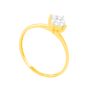 Anel Solitário em Ouro 18K com Diamantes - AU4858