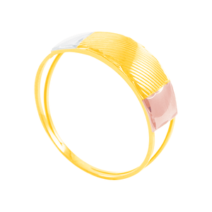 Anel em Ouro 18K Tricolor com Vincos - AU4588
