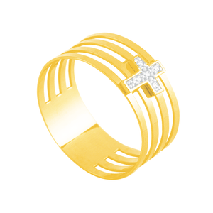 Anel em Ouro 18K Cruz com Zircônia - AU4058