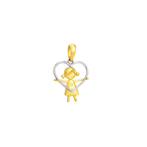 Pingente em Ouro 18K Coração com Menina - AU1787