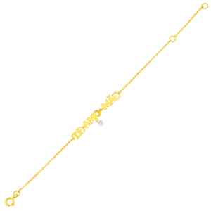 Pulseira Infantil em Ouro 18K Manuscrito com Diamante - AU5297
