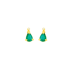 Brinco em Ouro 18K Gota Esmeralda e Diamante - AU5502
