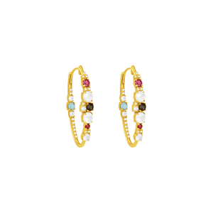 Brinco Argola em Ouro 18K com Pedras preciosas - AU5625