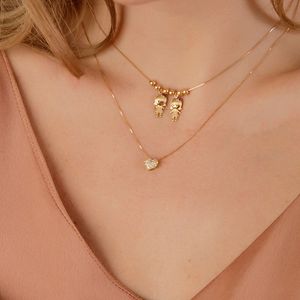 Gargantilha em Ouro 18K Coração com Zircônias - AU4867