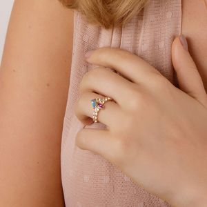 Anel em Ouro 18k com Topázio, Quartzo Rosa e Lepidolita - AU5621