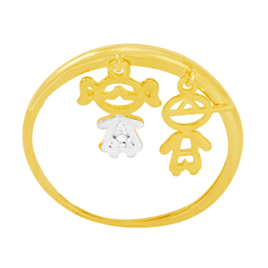 Anel em Ouro 18K Menina e Menino com Zircônia - AU5162