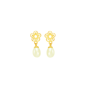 Brinco em Ouro 18K Flor com Pérola - AU5906
