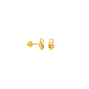 Brinco em Ouro 18K Coração Zircônia - AU5913