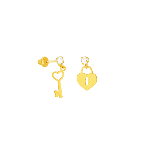 Brinco em Ouro 18K Cadeado e Chave - AU5914