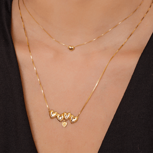 Gargantilha em Ouro 18K Corações e Diamantes - AU4516