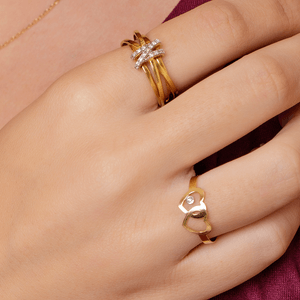 Anel em Ouro 18K Corações com Diamante - AU3324