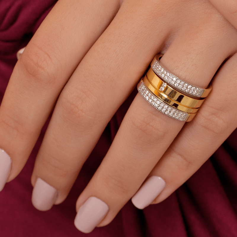 Aparador de Aliança em ouro 18k, com 22 diamantes e largura de 2mm - Golden  & Co - A Sua Loja de Alianças e Joias Personalizadas