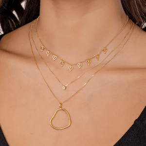Gargantilha Choker em Ouro 18K Corações - AU5428