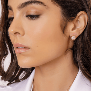 Brinco em Ouro 18K Esfera com Zircônias - AU2839
