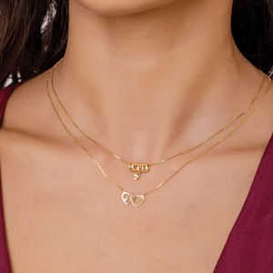Colar em Ouro 18K Pingente Corações - AU6028