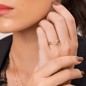 Anel em Ouro 18K Coração com Diamantes - AU2364
