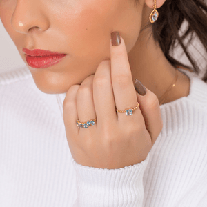 Anel em Ouro 18K com Topázio Sky - AU4211