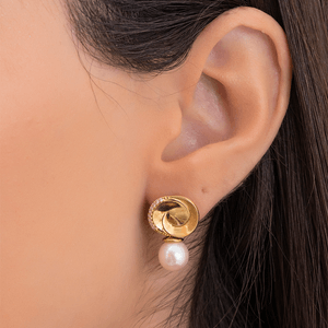 Brinco Ouro 18K com Pérola e Diamantes - AU1884