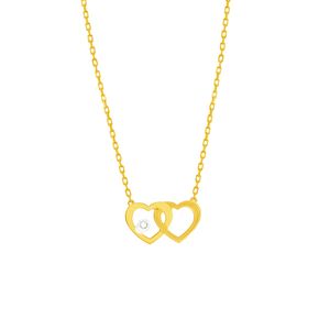 Colar em Ouro 18K Pingente Corações - AU6028