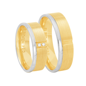 Par de Alianças em Ouro 18K Fosca e Diamantes - AU6331