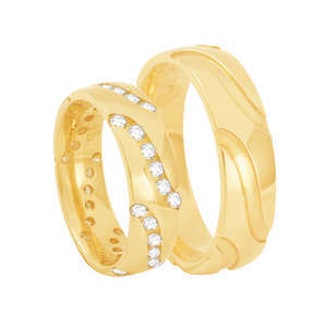 Par de Alianças em Ouro 18K Confort com Diamantes - AU6334