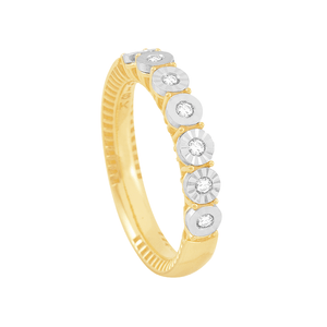 Anel Meia Aliança em Ouro 18k com Diamantes - AU6365