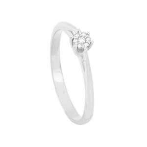 Anel em Ouro Branco 18k Solitário com Diamantes - AU6381