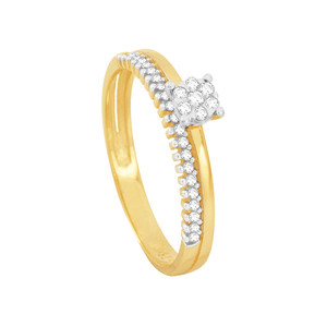Anel em Ouro 18k Solitário Duplo com Diamantes - AU6393