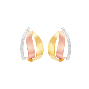 Brinco em Ouro 18K Tricolor Curvado - AU6487