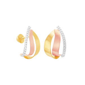Brinco em Ouro 18K Tricolor Curvado - AU6487