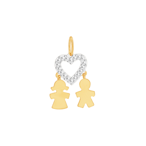 Pingente em Ouro 18K Coração com Filhos-AU6497